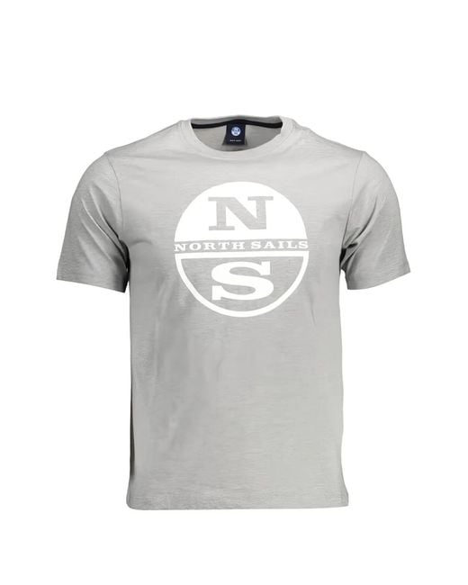 North Sails Gray Logo-Print T-Shirt for men