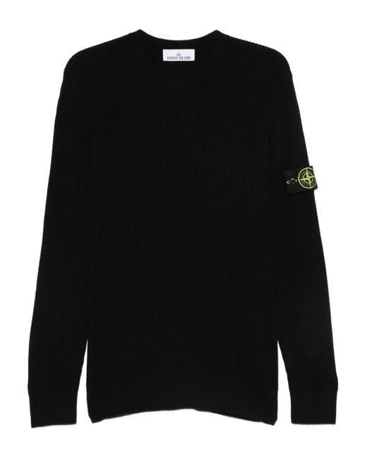 Stone Island Black Wool Sweater for men