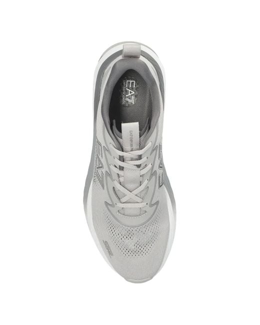 EA7 White Crusher Distance Lace-Up Running Sneakers for men