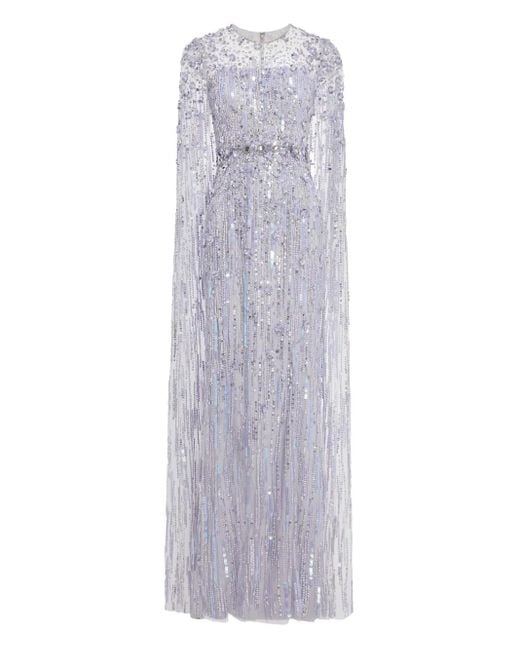Jenny Packham White Ruby Maxikleid mit verziertem Cape