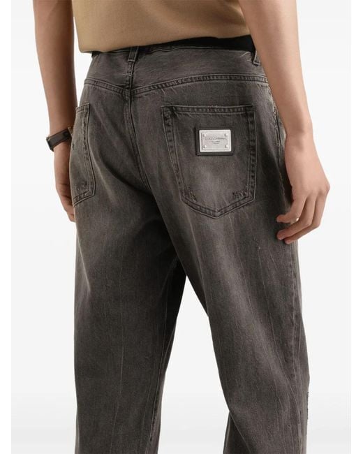 Dolce & Gabbana Gray Distressed-Effect Jeans for men