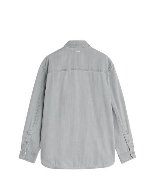 Maison Kitsuné Gray Chemise En Jean Délavé À Poche De Poitrine