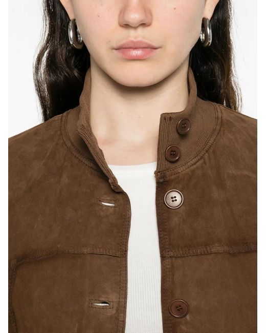 P.A.R.O.S.H. Brown Buttoned Suede Jacket