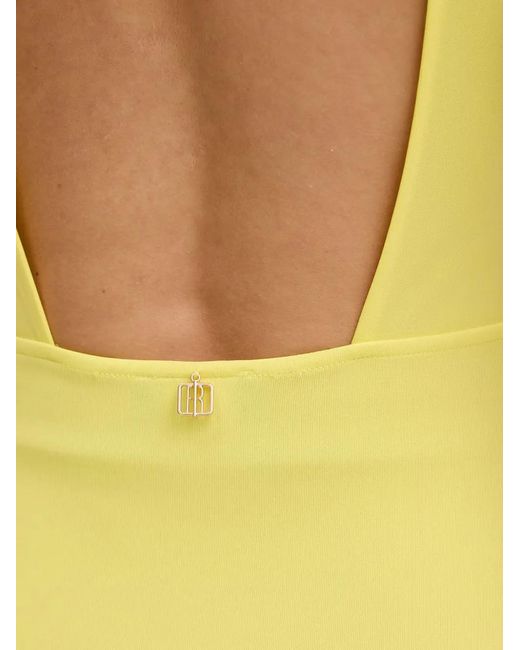Fracomina Yellow Cowl-Neck Open-Back Maxi Dress