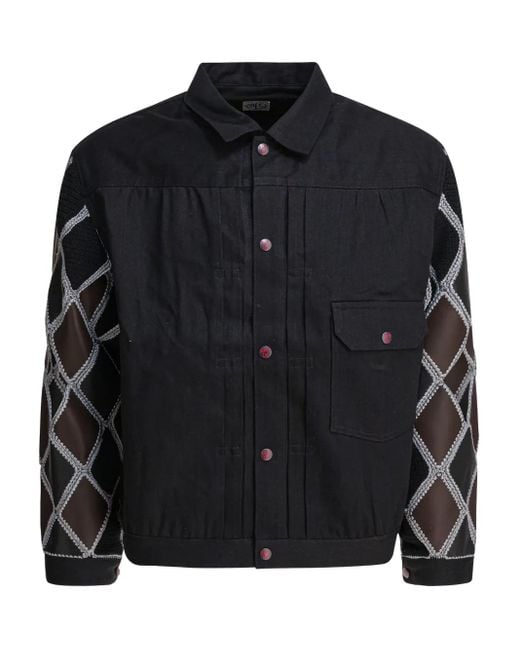 Chaqueta con bolsillos de parche Kapital de hombre de color Black