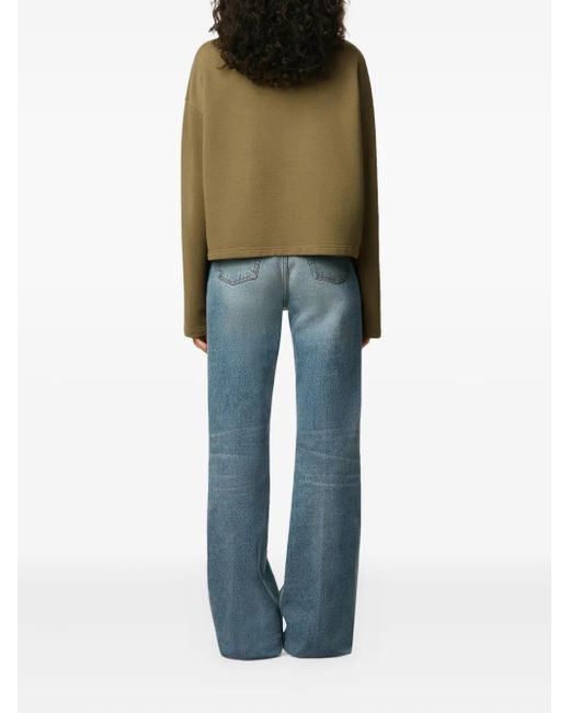 AMI Green Ami De Coeur Contrasted Cotton Sweatshirt