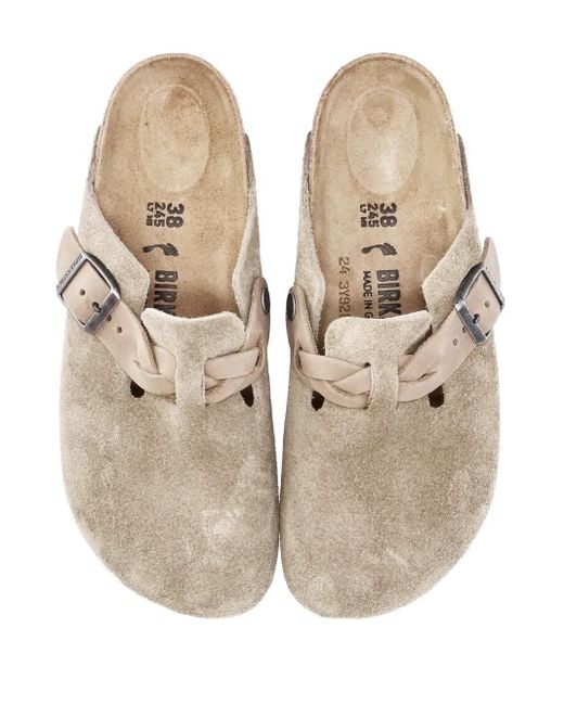 Birkenstock Brown Suede Leather Side Buckle Slip-On Sandals For