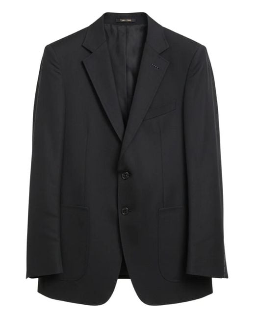 Tom Ford Black Three-Button Patch-Pocket Blazer for men