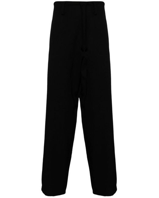 Yohji Yamamoto Black Dropped-crotch Wool Trousers for men