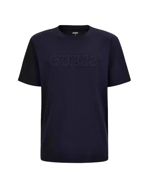 Guess Blue Printed Logo T-Shirt for men