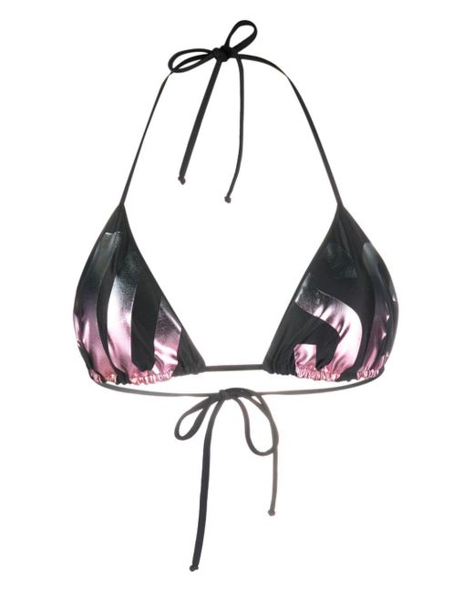 Moschino White Logo-print Halterneck Bikini Top