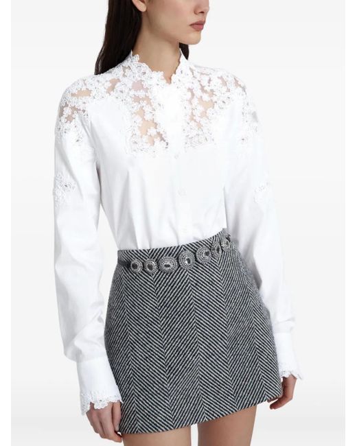 Ermanno Scervino White Rebrodé-Lace Poplin Shirt