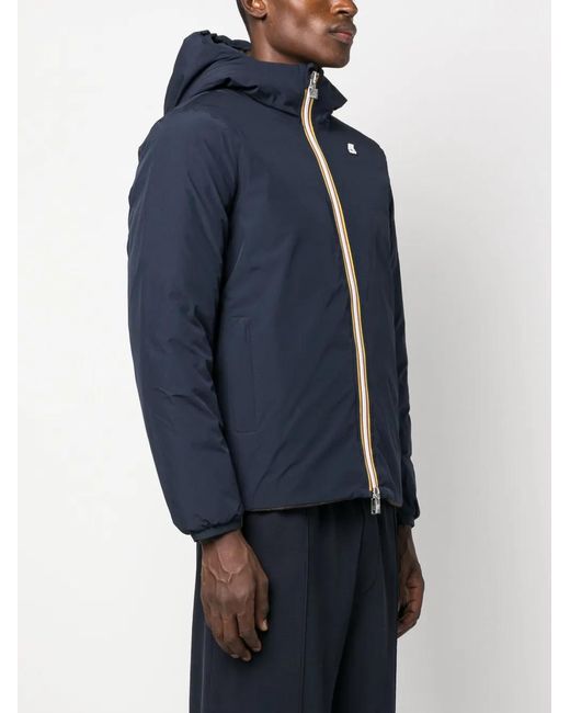 K-Way Blue Reversible Logo-Appliqué Down Jacket for men