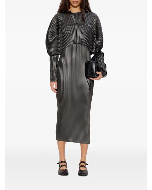 Issey Miyake Black Buttoned Pleated Top