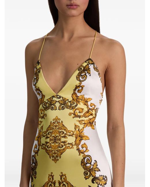Alice + Olivia Metallic Milta Baroque-Print Maxi Dress