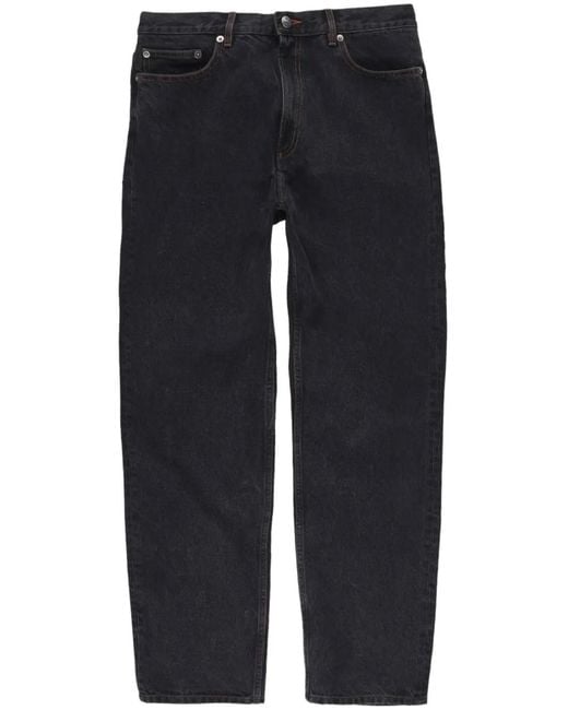 A.P.C. Blue Contrast-Stitch Straight-Leg Jeans for men