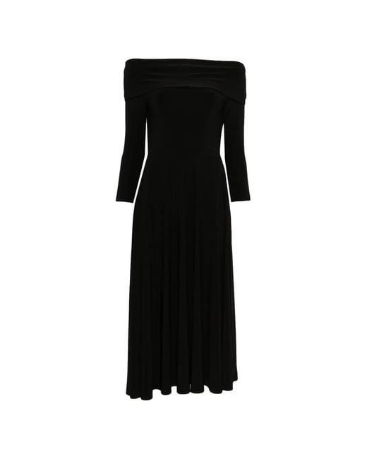 Norma Kamali Black Three-Quarter Sleeve Midi Dress
