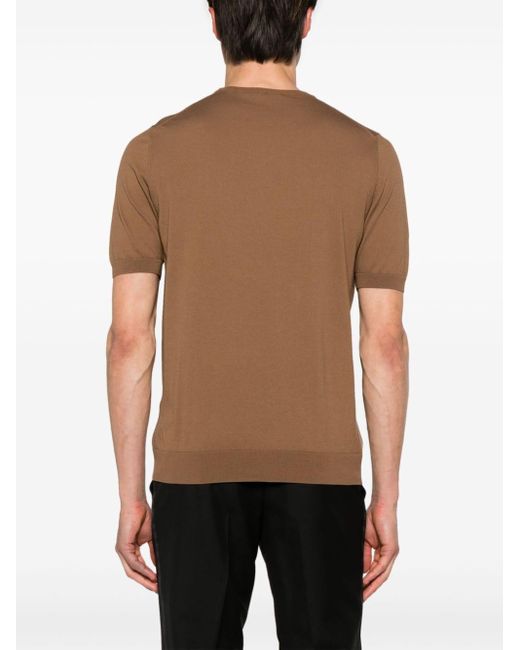 Tagliatore Brown Crew-neck Fine-knit T-shirt for men