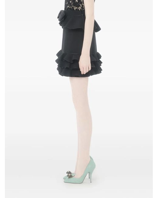Valentino Garavani Black Bow-Detail Mini Skirt