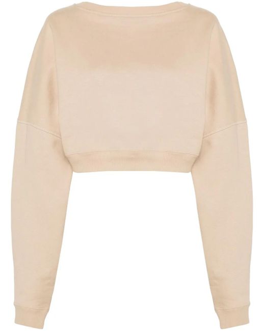 Saint Laurent Natural Cropped Cotton Sweatshirt