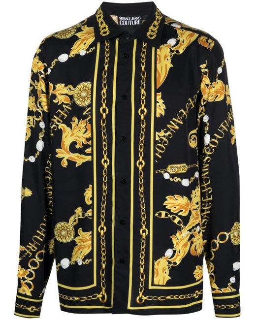 Versace Overhemd Met Barokprint in het Black voor heren
