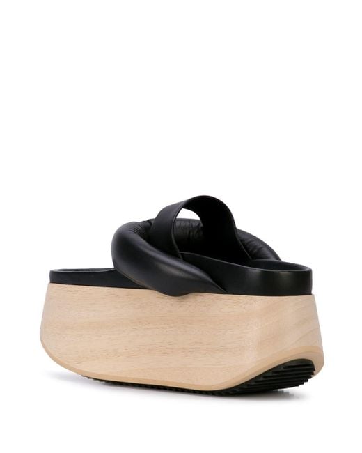 【かず】Jil Sander Padded flatform sandal Jil Sander Leather Platform Sandals in Black | Lyst