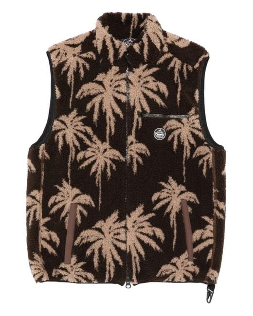 Mauna Kea Black Palm-print Zip-fastening Gilet for men