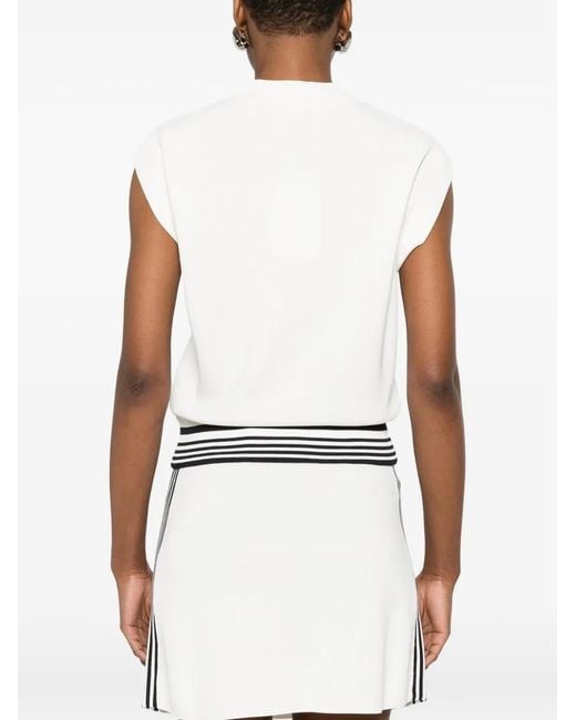 Autry White Logo-Print Striped-Hem Top