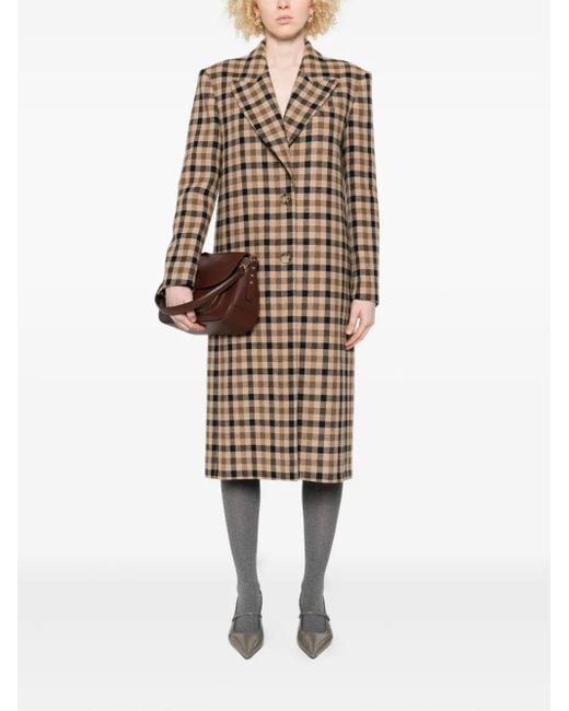 Twinset Natural Checked Single-Breasted Coat