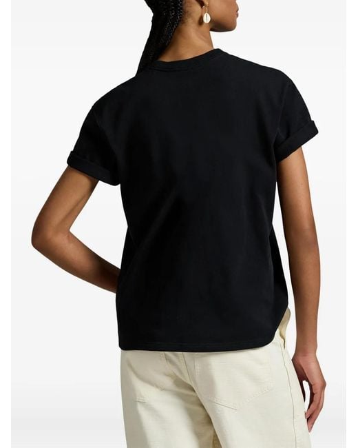 Polo Ralph Lauren Black Logo-Embroidered T-Shirt