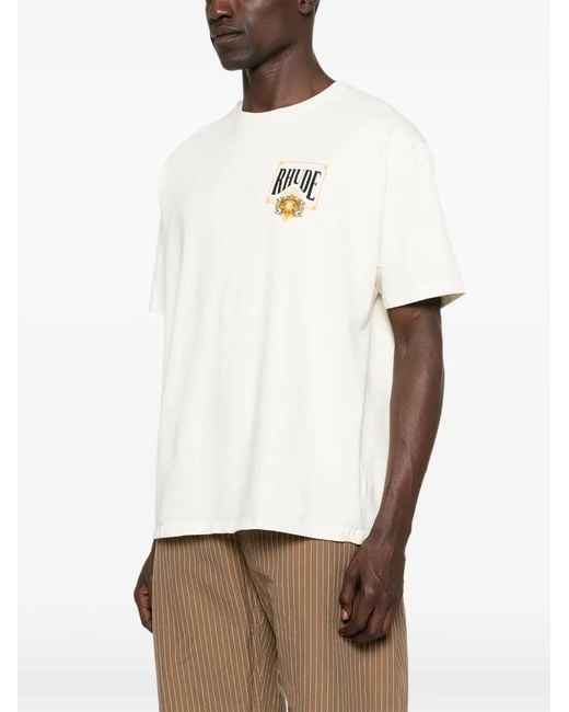 Rhude White Logo-Print T-Shirt for men