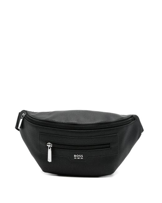 Boss Black Zip Logo Belt Bag for men
