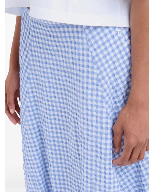 Marni Blue Check-Print Midi Skirt