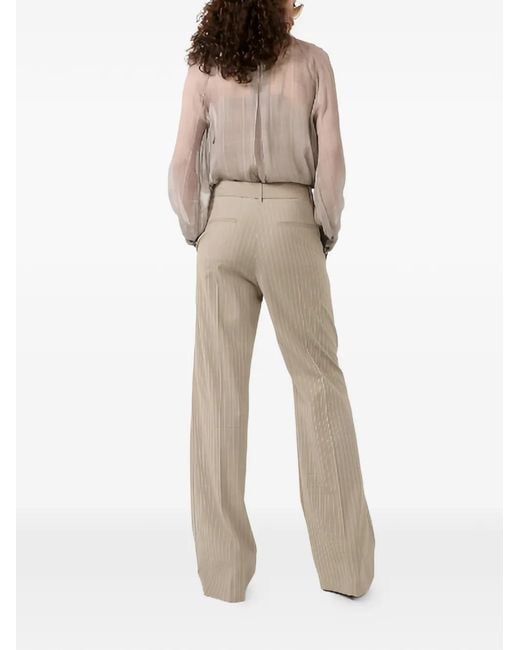 Barbara Bui Natural Pinstripe-Pattern Trousers