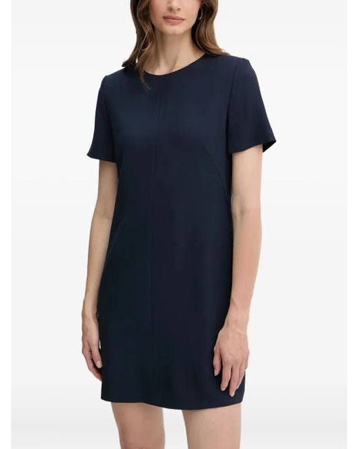 Boss Blue Short-Sleeve Shift Mini Dress