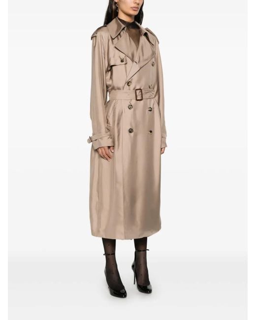 Saint Laurent Silk trench coat シルク トレンチ コート Saint Laurent Silk Trench Coat in Natural | Lyst