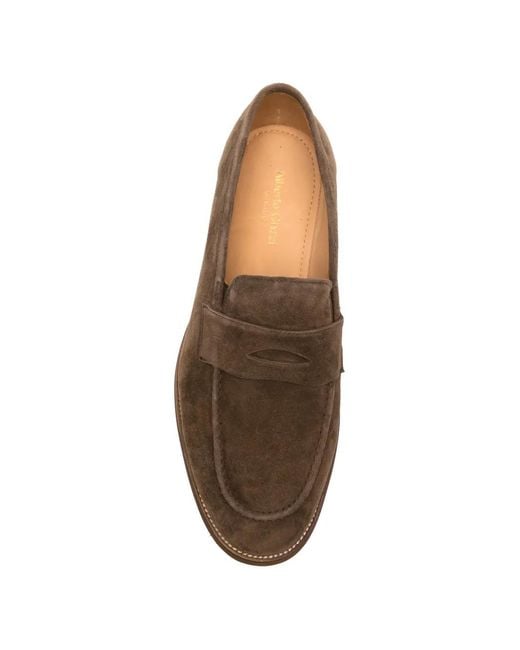 Alberto Gozzi Brown Mocassins En Daim À Entaille Penny for men