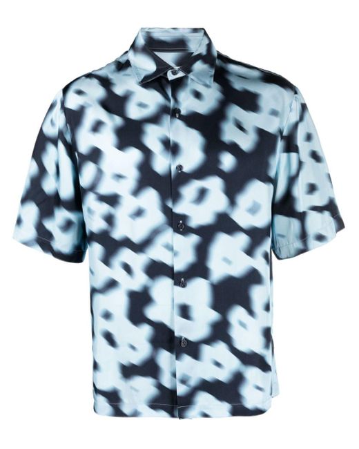 Sandro Blue Floral-print Oversized Woven Shirt X for men