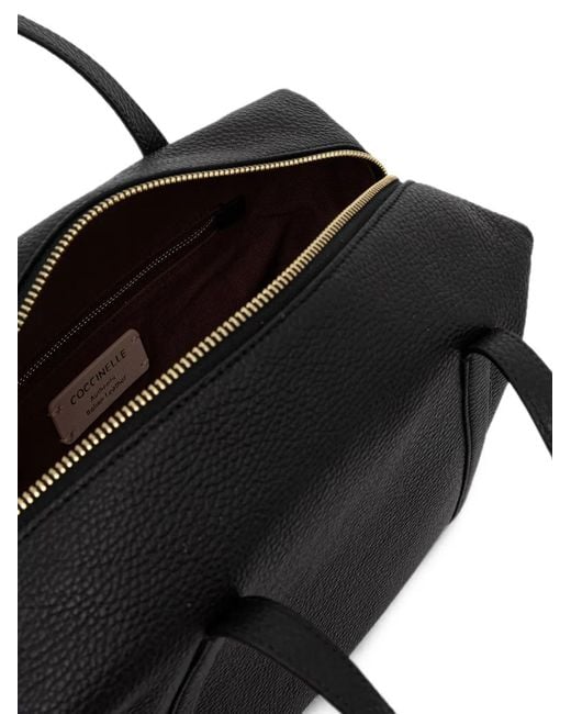 Coccinelle Black Grained-Leather Tote Bag