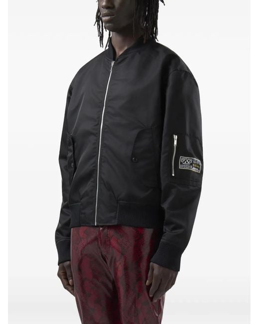 Gcds Black Logo-Patch Bomber Jacket for men