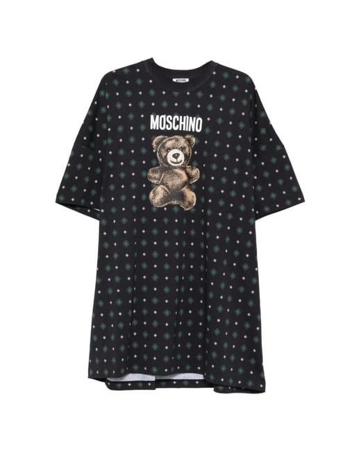 Moschino Black Moschino Bear-Print Mini Dress