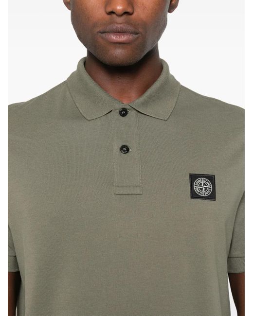 Stone Island Green Compass-Motif Polo Shirt for men
