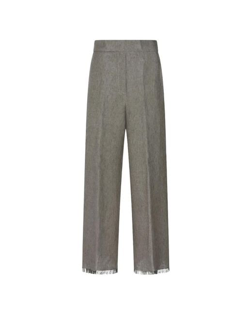 Antonelli Gray Fringed Concealed-Fastening Trousers