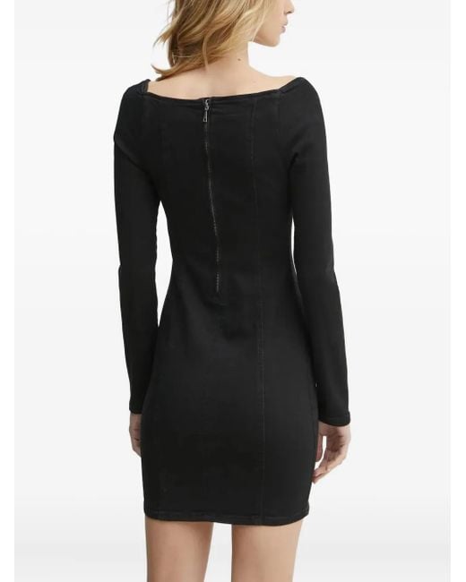 Guess Black Square-Neck Denim Dress