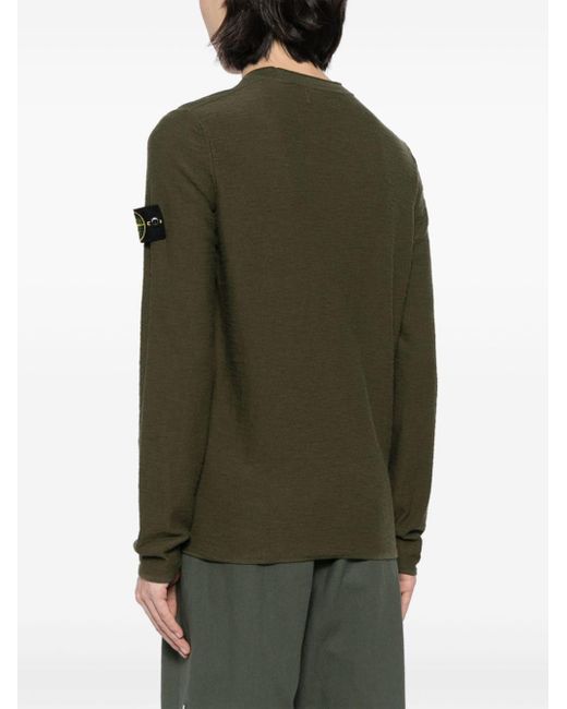 Stone Island Green Compass-patch Crew Neck Jumper for men