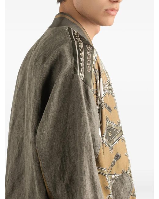 Dolce & Gabbana Green Cargo-Print Oversized Twill Bomber Jacket for men