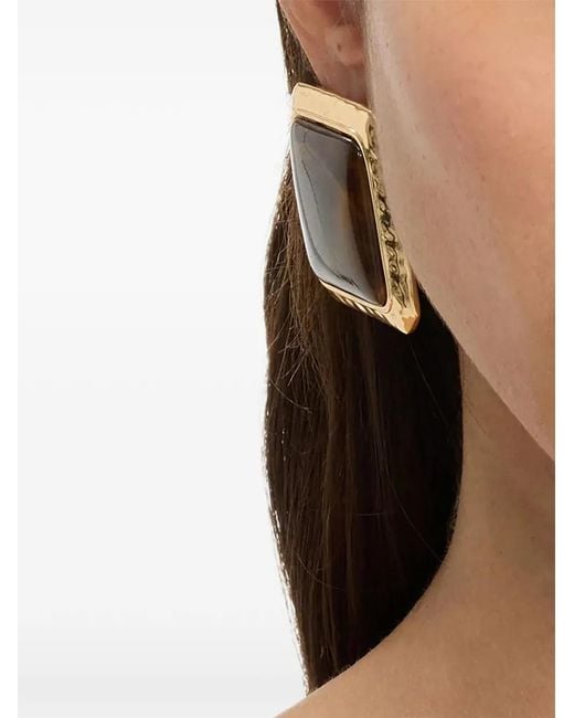 Self-Portrait Brown Square Earrings