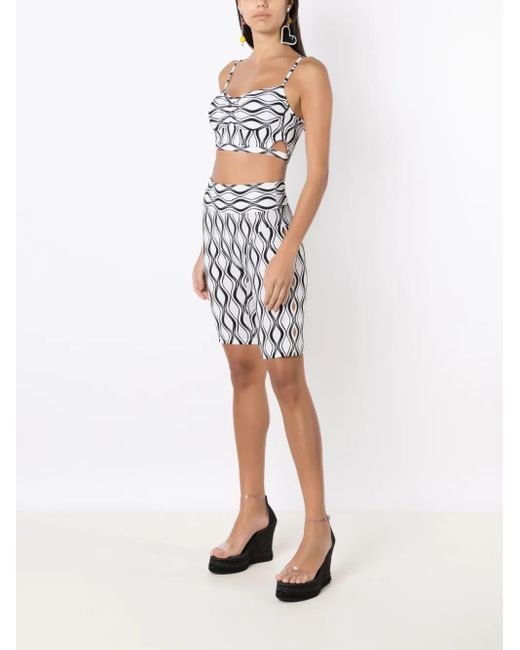 Amir Slama Metallic Wave-Print Crop Top