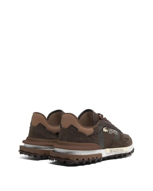 Lacoste Brown Elite Active Suede Panelled Sneakers for men