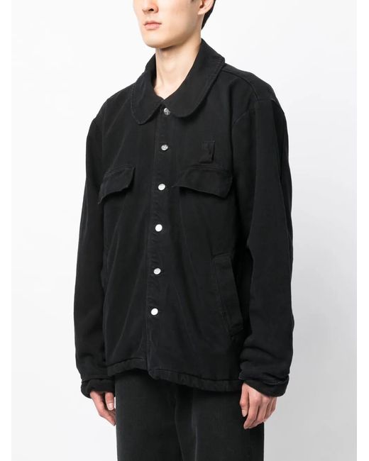 FOO AND FOO Black Buttoned Dyed Denim Jacket for men